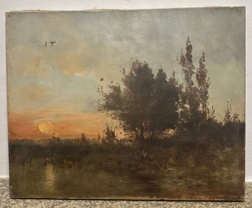 Sunset pond and trees - pond,